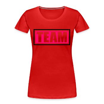 team - Frauen Premium Bio T-Shirt - Rot - Vorne - Mia (176cm)