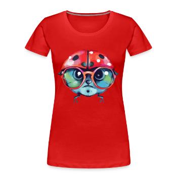 Iza Marienkäfer mit Brille - Frauen Premium Bio T-Shirt - Rot - Vorne - Mia (176cm)