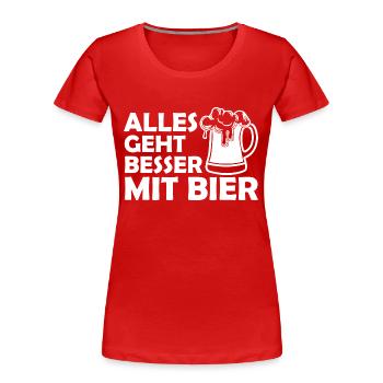 Bier Alkohol Party Getränk - Frauen Premium Bio T-Shirt - Rot - Vorne - Mia (176cm)