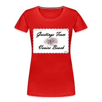 Venice Beach Souvenir-Postkarte - Frauen Premium Bio T-Shirt - Rot - Vorne - Mia (176cm)