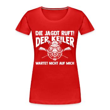 Wildschweinjäger Wildschweinjagd Keilerjagd Jäger - Frauen Premium Bio T-Shirt - Rot - Vorne - Mia (176cm)
