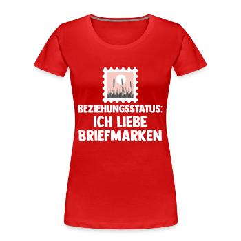 Philatelie Briefmarkensammlung Briefmarkensammler - Frauen Premium Bio T-Shirt - Rot - Vorne - Mia (176cm)