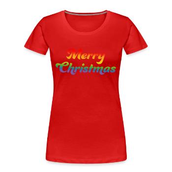 LGBTQI Arc-en-ciel Joyeux Noël - T-shirt bio Premium Femme - rouge - Devant - Mia (176cm)