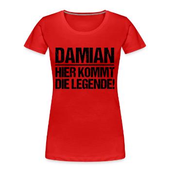 Vorname Damian - Frauen Premium Bio T-Shirt - Rot - Vorne - Mia (176cm)