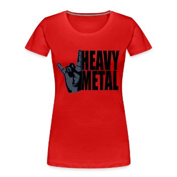 Heavy Metal Rock Musik Hörner Handgeste Text Logo - Frauen Premium Bio T-Shirt - Rot - Vorne - Mia (176cm)