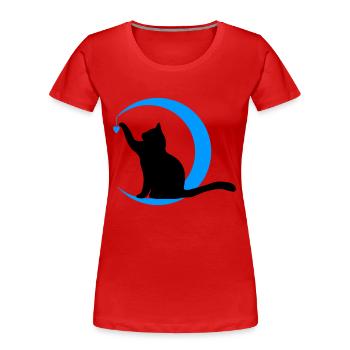 The Cat - Heart Moon - Women's Premium Organic T-Shirt - red - Front - Mia (176cm)