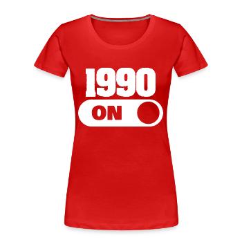 1990 - T-shirt bio Premium Femme - rouge - Devant - Mia (176cm)
