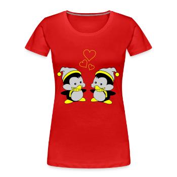 pingus in love - Frauen Premium Bio T-Shirt - Rot - Vorne - Mia (176cm)