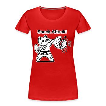 Karaté Chat frappant un biscuit - Snack Attack Design - T-shirt bio Premium Femme - rouge - Devant - Mia (176cm)