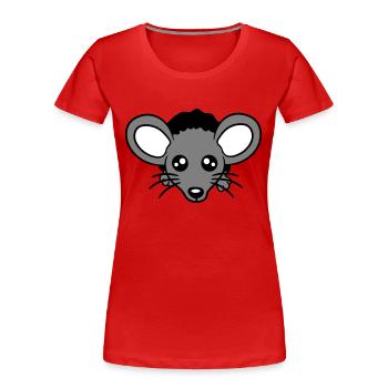 Maus Wand Loch Mauseloch Guckt Süß Lustig Comic - Frauen Premium Bio T-Shirt - Rot - Vorne - Mia (176cm)