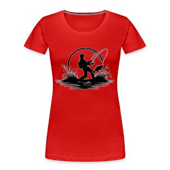 Aperçu du pêcheur - T-shirt bio Premium Femme - rouge - Devant - Mia (176cm)