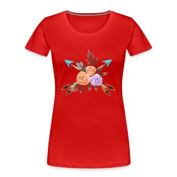 feather watercolor painted - Frauen Premium Bio T-Shirt - Rot - Vorne - Mia (176cm)
