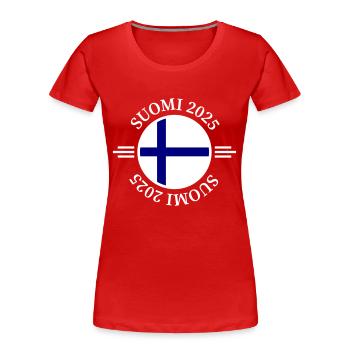Finnland 2025 Suomi - Frauen Premium Bio T-Shirt - Rot - Vorne - Mia (176cm)