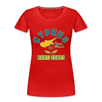 Chypre - Voyage Chypre - Carte des drapeaux - Grèce - T-shirt bio Premium Femme - rouge - Devant - Mia (176cm)