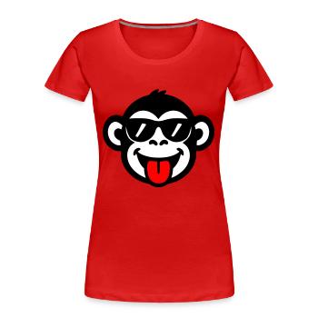 Affe Zunge Lustig - Frauen Premium Bio T-Shirt - Rot - Vorne - Mia (176cm)