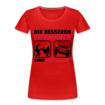 Ohne Worte. - Frauen Premium Bio T-Shirt - Rot - Vorne - Mia (176cm)