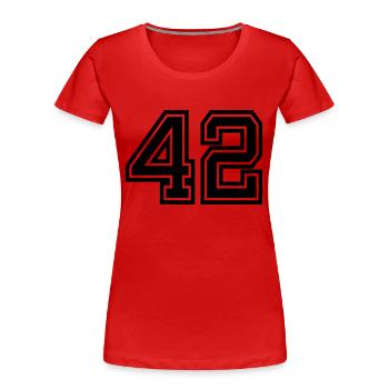 42 - Frauen Premium Bio T-Shirt - Rot - Vorne - Mia (176cm)