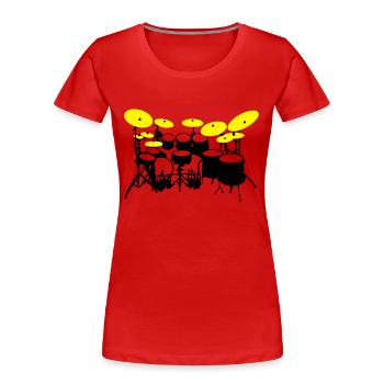 große Trommel-Kit - Frauen Premium Bio T-Shirt - Rot - Vorne - Mia (176cm)
