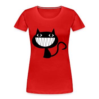 Grinning Cat - Women's Premium Organic T-Shirt - red - Front - Mia (176cm)