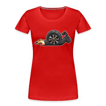 Schnecke mit Turbo Motor und Feuer - Frauen Premium Bio T-Shirt - Rot - Vorne - Mia (176cm)