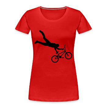 bmx racer - bmx fahrer - Frauen Premium Bio T-Shirt - Rot - Vorne - Mia (176cm)