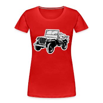 Willy Jeep - Women's Premium Organic T-Shirt - red - Front - Mia (176cm)