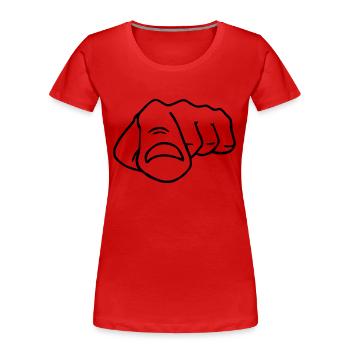 pointing finger - Women's Premium Organic T-Shirt - red - Front - Mia (176cm)