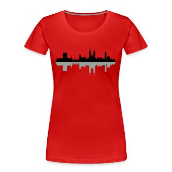 Skyline Basel - Frauen Premium Bio T-Shirt - Rot - Vorne - Mia (176cm)