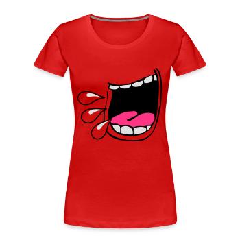mund schreien brüllen - Frauen Premium Bio T-Shirt - Rot - Vorne - Mia (176cm)