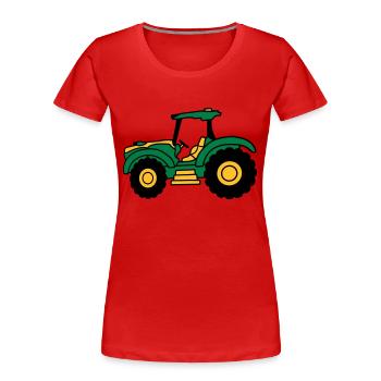 Bauernhof Traktor fahren - Frauen Premium Bio T-Shirt - Rot - Vorne - Mia (176cm)
