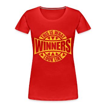What Winners Look Like - Frauen Premium Bio T-Shirt - Rot - Vorne - Mia (176cm)