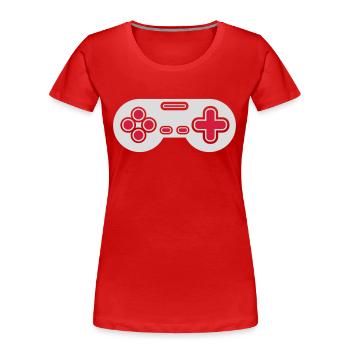 Design Retro Gamer Controller - Frauen Premium Bio T-Shirt - Rot - Vorne - Mia (176cm)