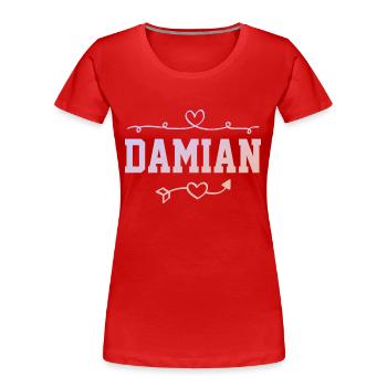 Damian - Frauen Premium Bio T-Shirt - Rot - Vorne - Mia (176cm)