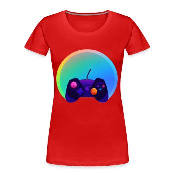 Gamer Gamer Contrôleur de jeu vidéo Gaming Gaming - T-shirt bio Premium Femme - rouge - Devant - Mia (176cm)