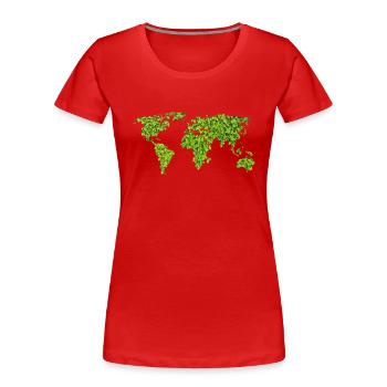Green World Map - Frauen Premium Bio T-Shirt - Rot - Vorne - Mia (176cm)