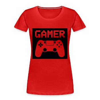 joueur - T-shirt bio Premium Femme - rouge - Devant - Mia (176cm)