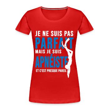 Apnée parfait apnéiste sport plongée plongeur - T-shirt bio Premium Femme - rouge - Devant - Mia (176cm)
