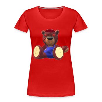 Creepy Teddy Naturel - T-shirt bio Premium Femme - rouge - Devant - Mia (176cm)