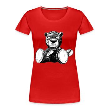 Creepy Teddy Noir & Blanc - T-shirt bio Premium Femme - rouge - Devant - Mia (176cm)