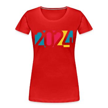 2024 happy new year Jahreszahl Datum Zahl Anno - Frauen Premium Bio T-Shirt - Rot - Vorne - Mia (176cm)