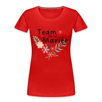 team de la mariée floral-équipe de la mariée - T-shirt bio Premium Femme - rouge - Devant - Mia (176cm)