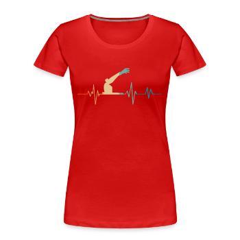 Retro Heartbeat Roboterarm - Frauen Premium Bio T-Shirt - Rot - Vorne - Mia (176cm)