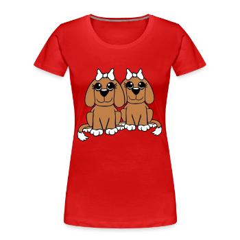 2 Équipe de chiens Deux amis Petites amies Couple Équipage - T-shirt bio Premium Femme - rouge - Devant - Mia (176cm)