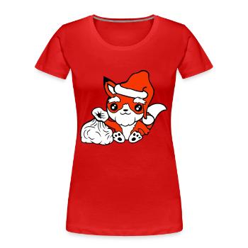 Fuchs Rotfuchs Weihnachtsmann Weihnachten Geschenk - Frauen Premium Bio T-Shirt - Rot - Vorne - Mia (176cm)