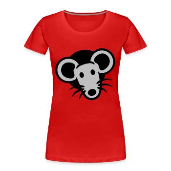 Trou de souris Trou de souris Trou de souris Peeps Mignon Drôle Bande dessinée - T-shirt bio Premium Femme - rouge - Devant - Mia (176cm)