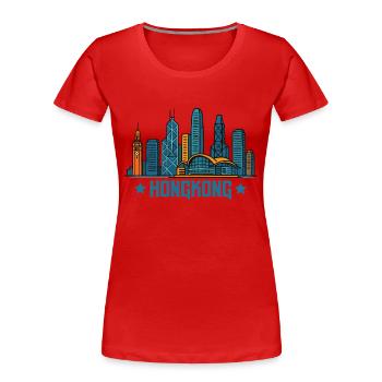 hongkong city skyline - Frauen Premium Bio T-Shirt - Rot - Vorne - Mia (176cm)