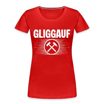 Glueck auf Mundart - Frauen Premium Bio T-Shirt - Rot - Vorne - Mia (176cm)