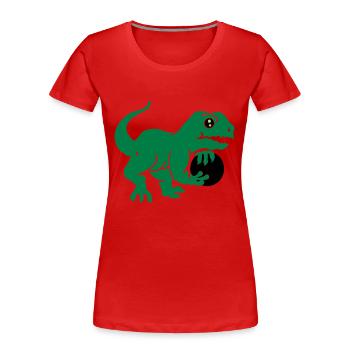 bowling dino (3c) - Women's Premium Organic T-Shirt - red - Front - Mia (176cm)