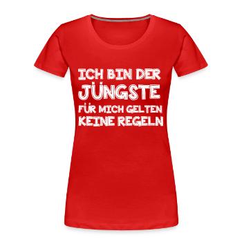 Ich bin der Jüngste - Frauen Premium Bio T-Shirt - Rot - Vorne - Mia (176cm)