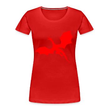 Rotes Drachen Motiv - Frauen Premium Bio T-Shirt - Rot - Vorne - Mia (176cm)